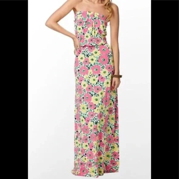 chinese dress ladies Lilly Pulitzer Women's Malone Maxi Dress, Las Olas Aqua Strong Current Sea  at Amazon Women's Clothing store